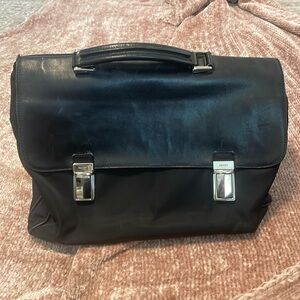 Authentic Prada Leather & Nylon Black Briefcase